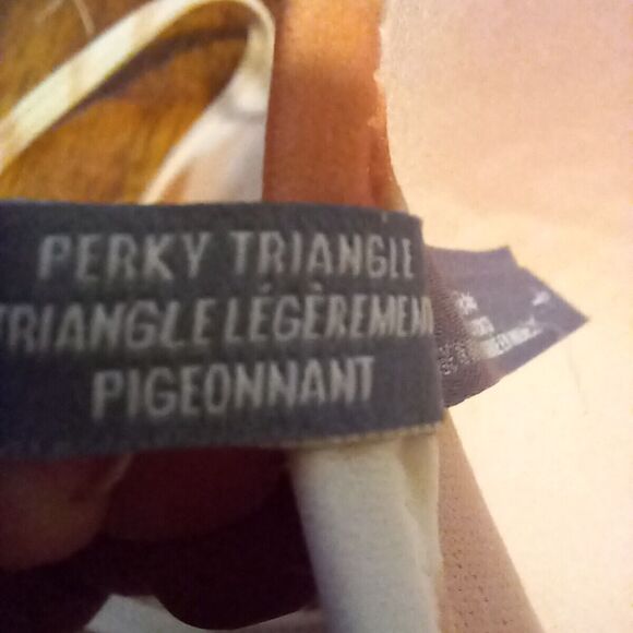 Aerie Perky Triangle Bikini Top-Large-Peach Tie Dye-Lined-Molded Cups-Double Tie - Picture 6 of 7